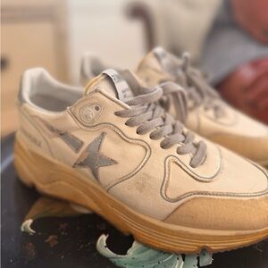 Golden Goose Beige and Gray Sneakers